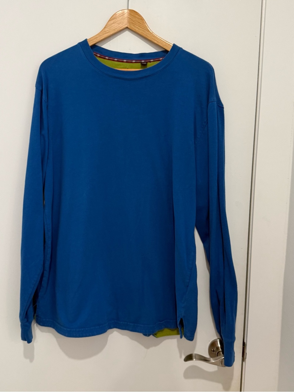 Robert Graham XL/TG Blue Waffle Knit Thermal Long Sleeve Shirt Cotton